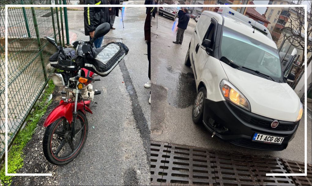 Hafif ticari araç ile motosiklet çarpıştı; 1 yaralı