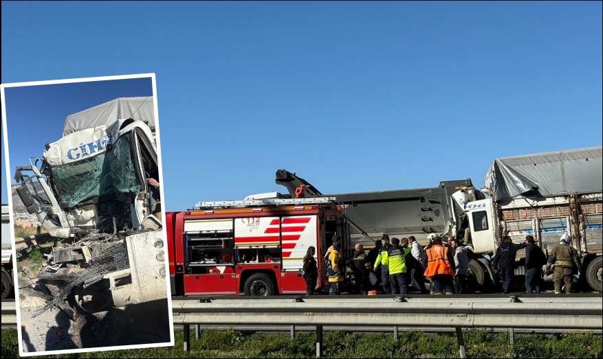 Aynı istikametteki kamyonlar çarpıştı: 1 ölü