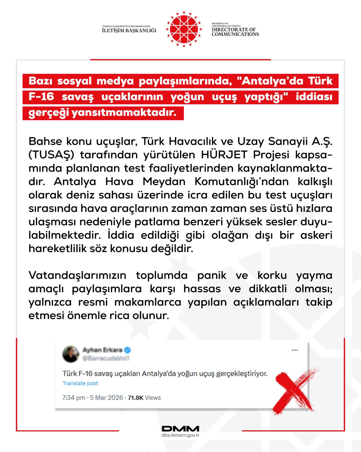 Dezenformasyonla Mücadele Merkezi’nden yalanlama