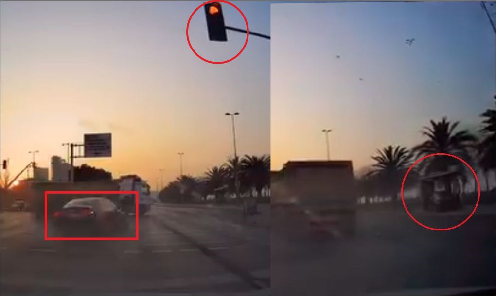 Kırmızı ışıkta geçen araç durağa çarptı