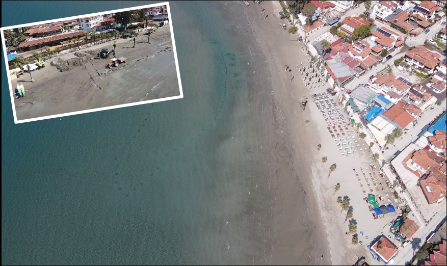 Akyaka sahilinde deniz suyu yaklaşık 10 metre çekildi