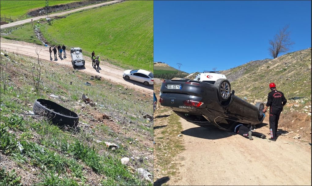 Otomobil uçuruma yuvarlandı, sürücüyü itfaiye kurtardı