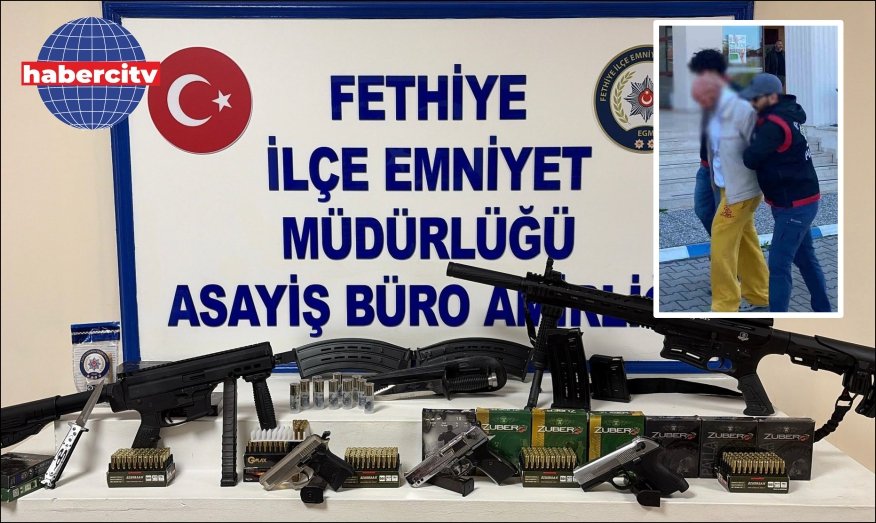  Fethiye’de polis KADES ihbarına gitti, evden cephanelik çıktı