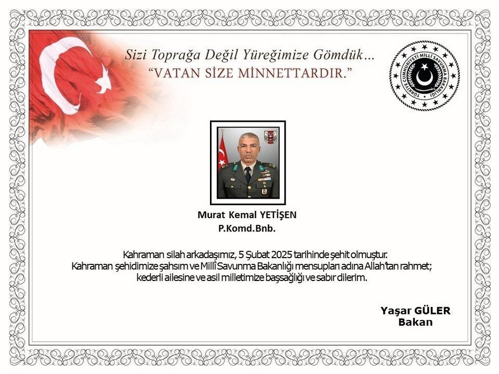 Binbaşı Murat Kemal Yetişen şehit oldu
