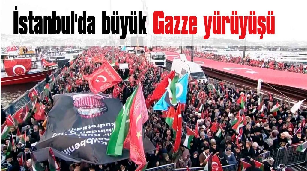 Filistin'e destek için Galata Köprüsü'ne yürüyüşü başladı