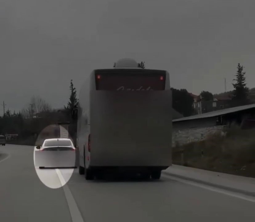 Yolcu otobüsünün trafik güvenliğini tehlikeye sokan sürücüye ceza