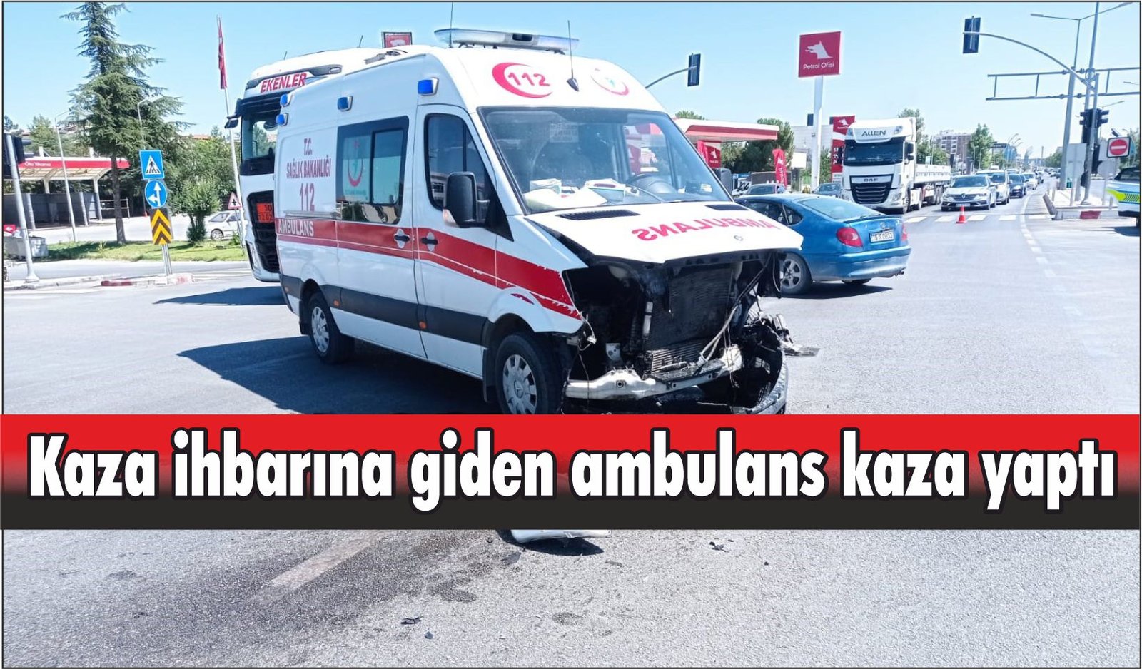Kaza ihbarına giden ambulans kaza yaptı