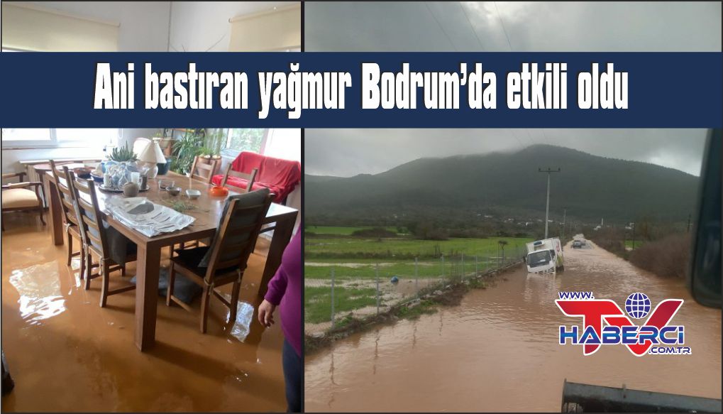 Bir anda bastıran yağmur kamyoneti yolda bıraktı, bir evi su bastı