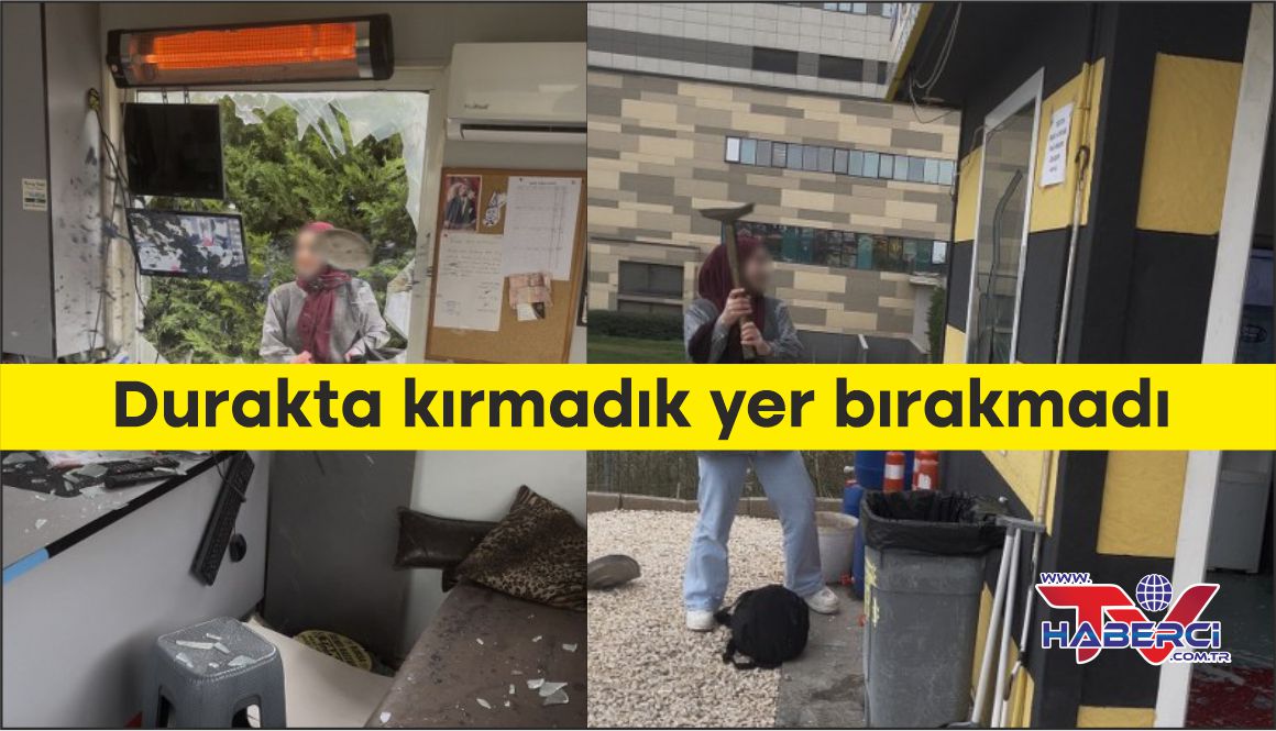 Kadın müşteri taksi durağında kırmadık yer bırakmadı