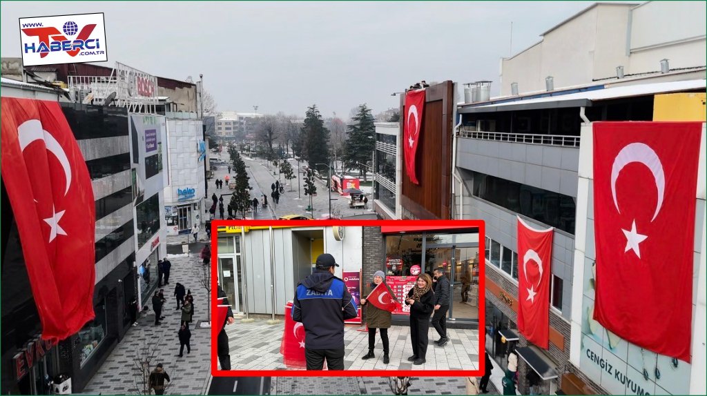 Düzce Belediyesi sokaklarda Türk bayrağı dağıttı