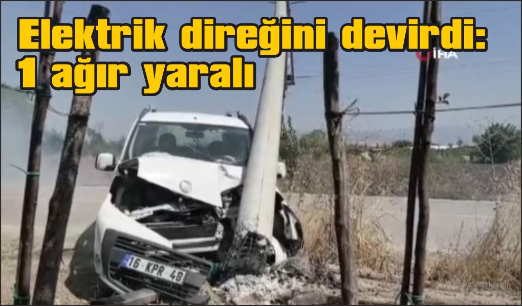 Kontrolden çıkan kamyonet elektrik direğini devirdi: 1 ağır yaralı