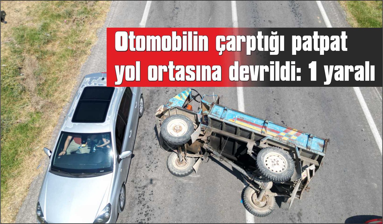 Otomobilin çarptığı patpat yol ortasına devrildi: 1 yaralı