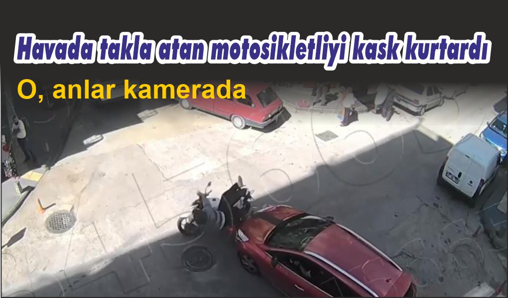 Havada takla atan motosikletli hiçbir şey olmamış gibi ayağa kalktı