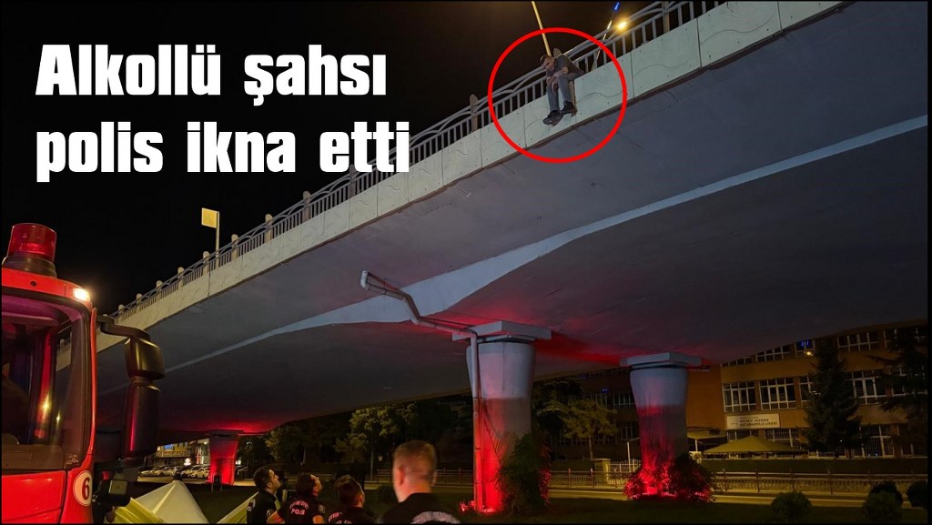 Köprüden atlamak isteyen şahsı polis ikna etti
