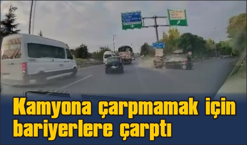 Kamyonla çarpışmaktan kaçınırken demir bariyerlere girdi