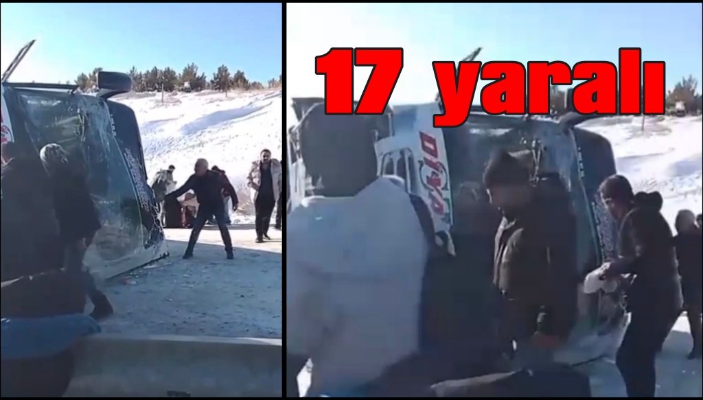 Yolcu otobüsü Susuz’da devrildi: 17 yaralı