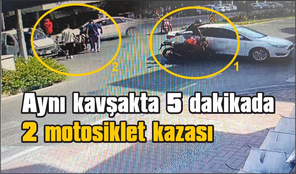 5 dakika arayla iki motosiklet kazası kamerada