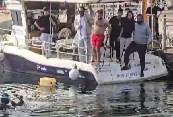 Dev orkinos tekneyi salladı