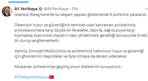 Saraçhane’de çıkan olaylarda 6 polis yaralandı