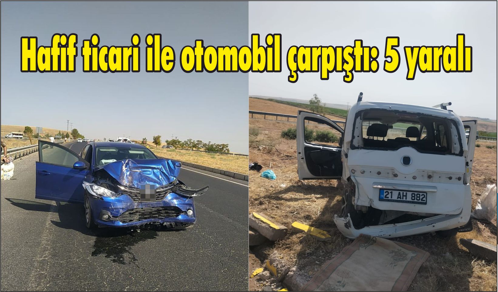 Hafif ticari ile otomobil çarpıştı: 5 yaralı