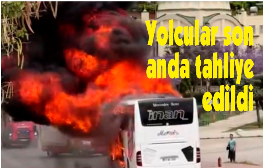 Otobüste birden yangın çıktı, yolcular son anda tahliye edildi