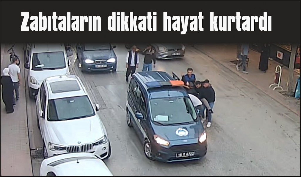 Direksiyon başında kalp krizi geçiren sürücüyü zabıtalar kurtardı