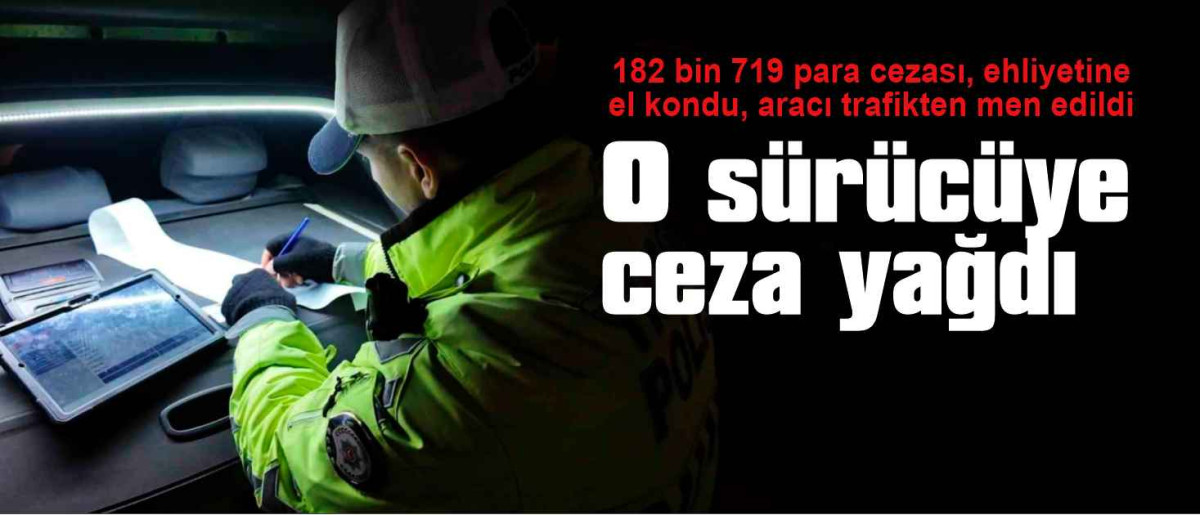 182 bin 719 para cezası, ehliyetine el kondu, aracı trafikten men edildi