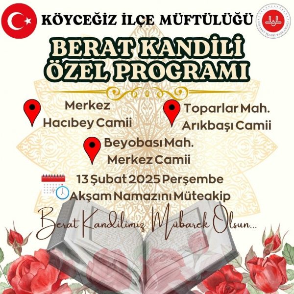 Köyceğiz’de Berat Kandili, özel programlarla idrak edilecek