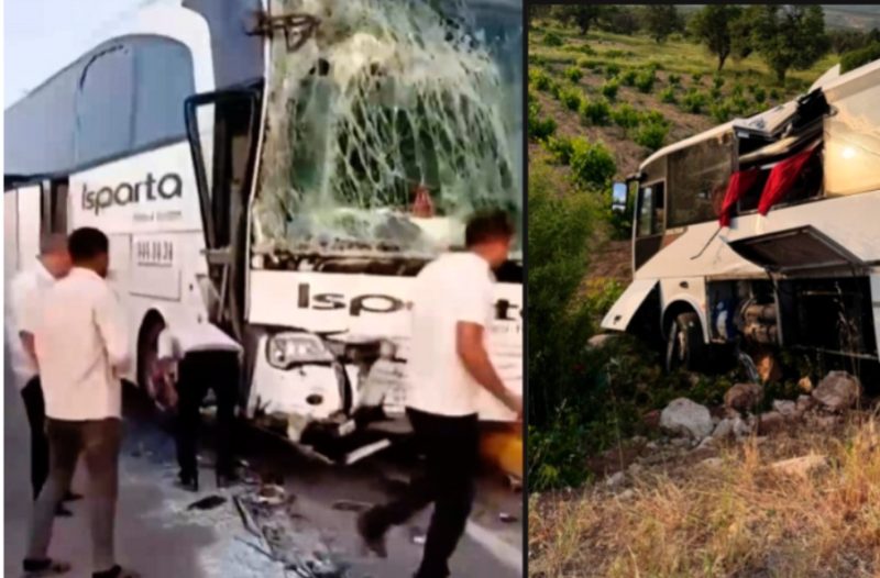  İki yolcu otobüsü çarpıştı: 1’i ağır 27 yaralı