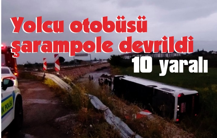 Yolcu otobüsü şarampole yuvarlandı: 10 yaralı