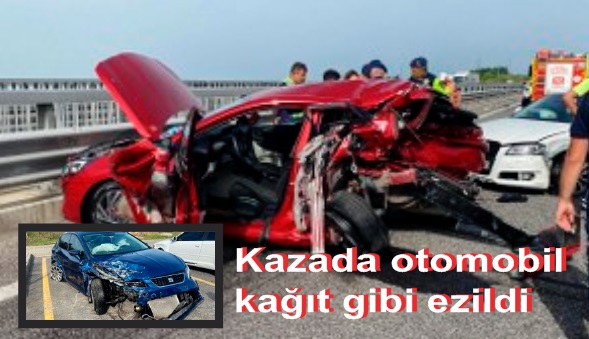 Zincirleme kazada otomobil kağıt gibi ezildi: 5 yaralı