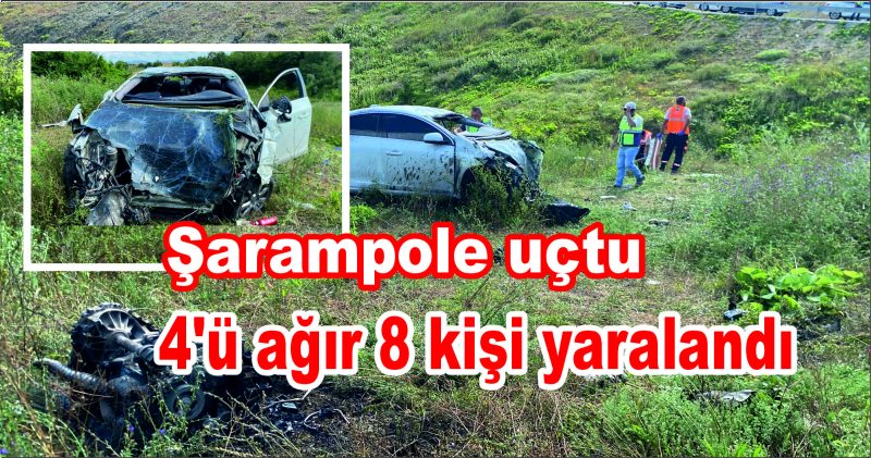 Kuzey Marmara Otoyolu’nda otomobil şarampole uçtu: 8 yaralı