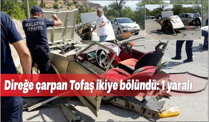 Direğe çarpan Tofaş ikiye bölündü: 1 yaralı