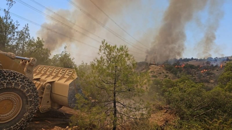 Makilik alanda çıkan orman yangınına müdahale ediliyor