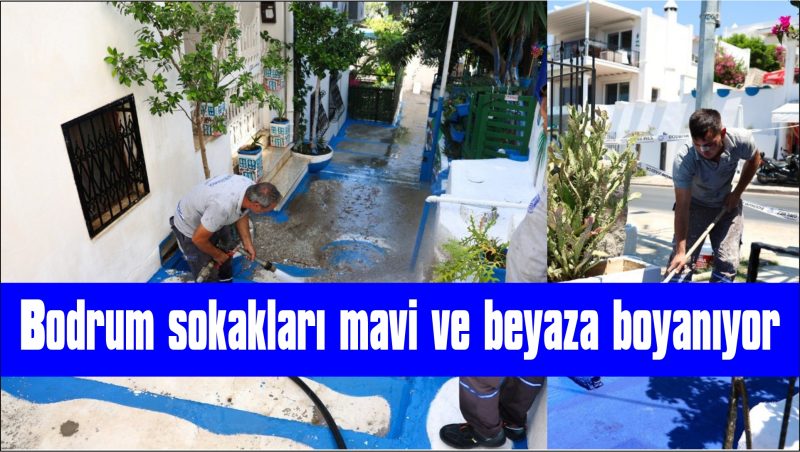 Bodrum sokakları mavi ve beyaza boyanıyor