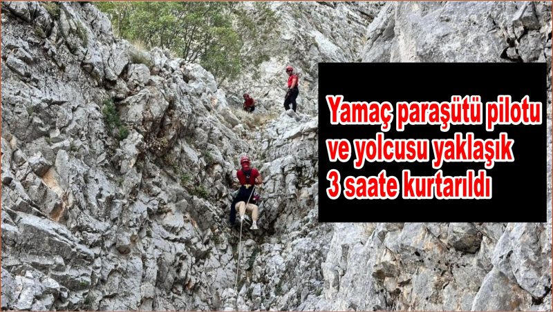 Fethiye’de kayalık alana sert inen paraşütçü ve yolcusu kurtarıldı