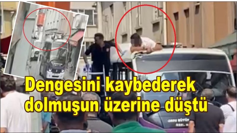 Arıza aracının bomunda çalışırken dolmuşun üzerine düştü