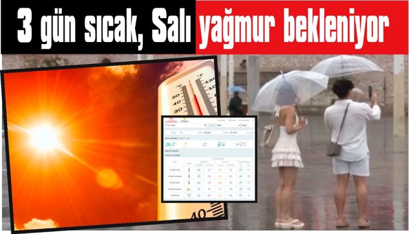 3 gün sıcak, 16 Eylül Salı yağmur bekleniyor