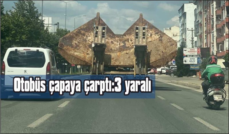 Yolcu otobüsü gemi çapası taşıyan tıra çarptı…3 yaralı