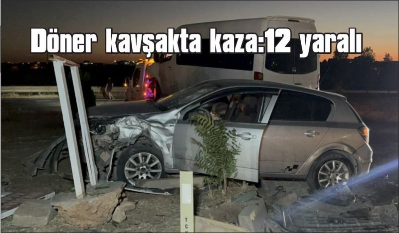 Minibüs ile otomobil çarpıştı: 12 yaralı