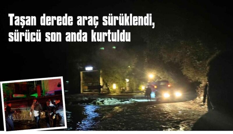 Datça’da sele kapılan sürücü, çalıya tutunarak hayatta kaldı