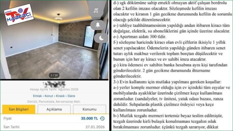 Ev sahibinden 3 sayfalık sıra dışı kriter listesi