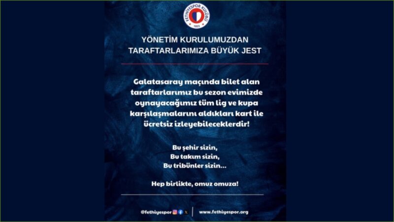 Fethiyespor’dan taraftara büyük jest