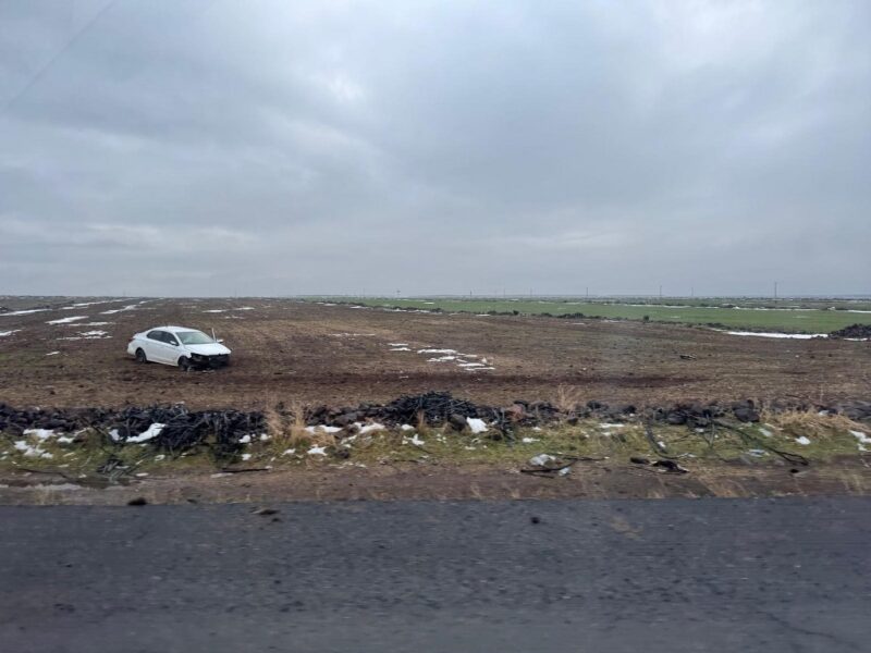 Tarlaya uçan arabadan burnu bile kanamadan çıktı