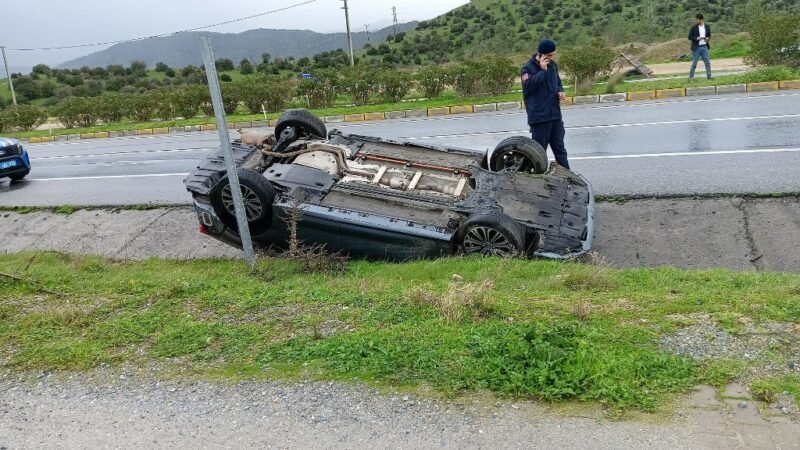 Kontrolden çıkan otomobil ters döndü: 1 yaralı