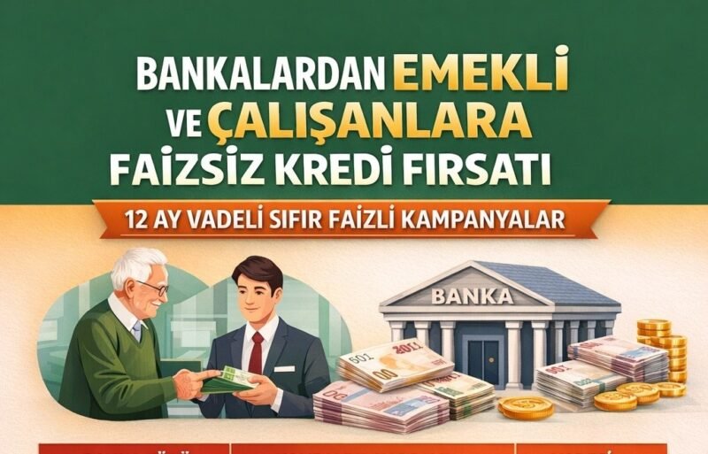 Bankalardan emekli ve çalışanlara faizsiz 12 ay vadeli kredi fırsatı