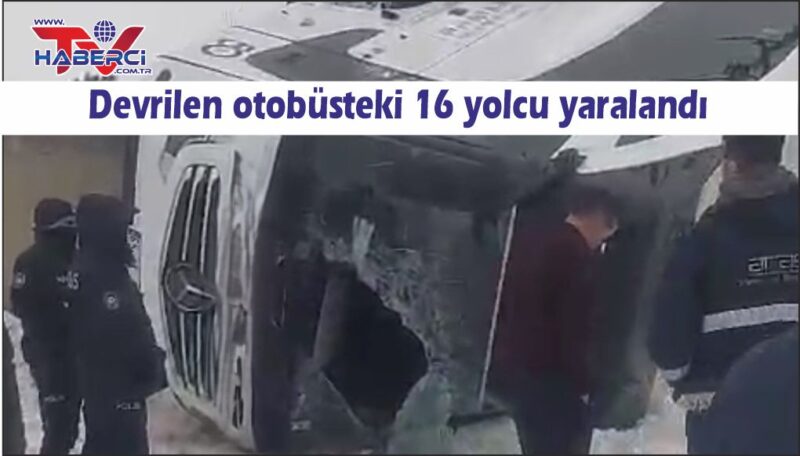 Yolcu otobüsü devrildi: 16 yaralı